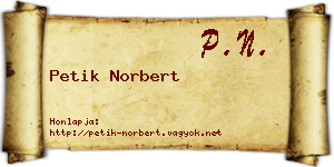 Petik Norbert névjegykártya